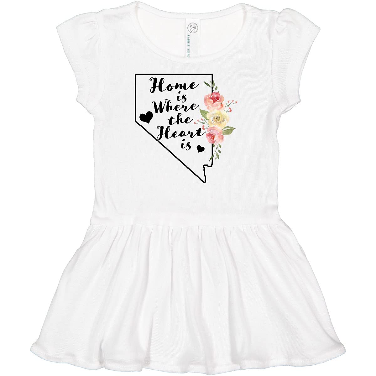 Inktastic Nevada Home is Where The Heart is Watercolor Floral Baby Dress - Perfect for Family Photos, Baby Showers & Special Occasions