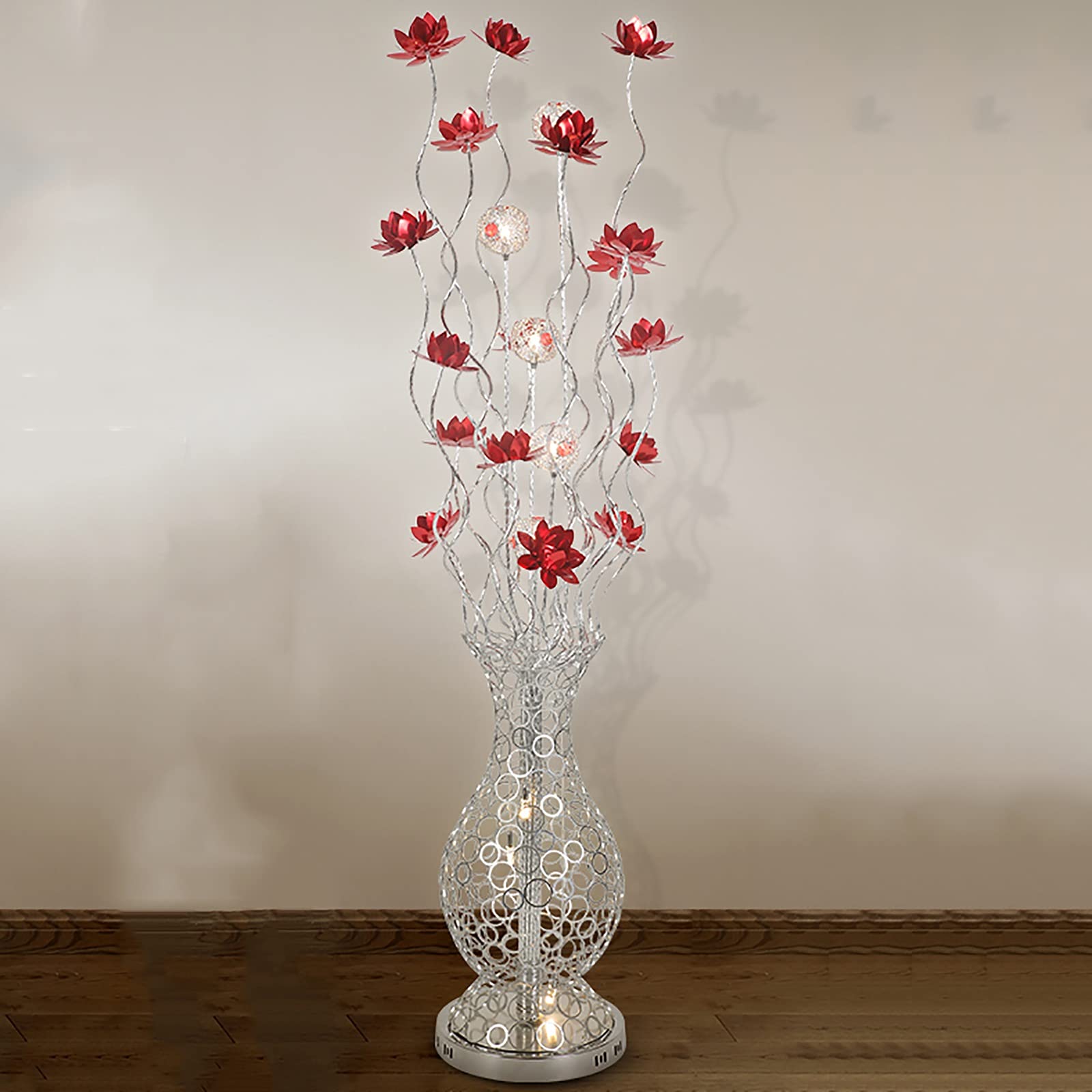 Modern LED Floor Lamp with Hand-Woven Vase Design - Energy Efficient A-Class Lighting for Bedroom, Living Room & Wedding Decor - Warm White Ambient Light for Cozy Home Atmosphere