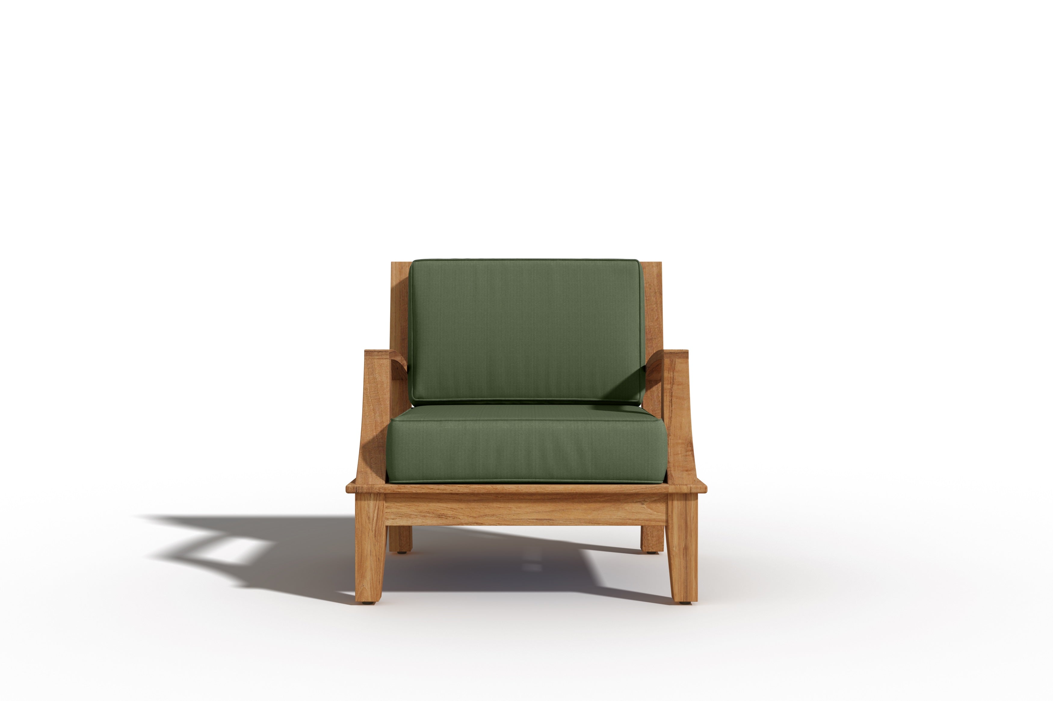 Premium Eliane Teak Outdoor Club Chair with Sunbrella Fern Green Cushion - Weather-Resistant Patio Furniture for Poolside, Garden & Backyard Relaxation