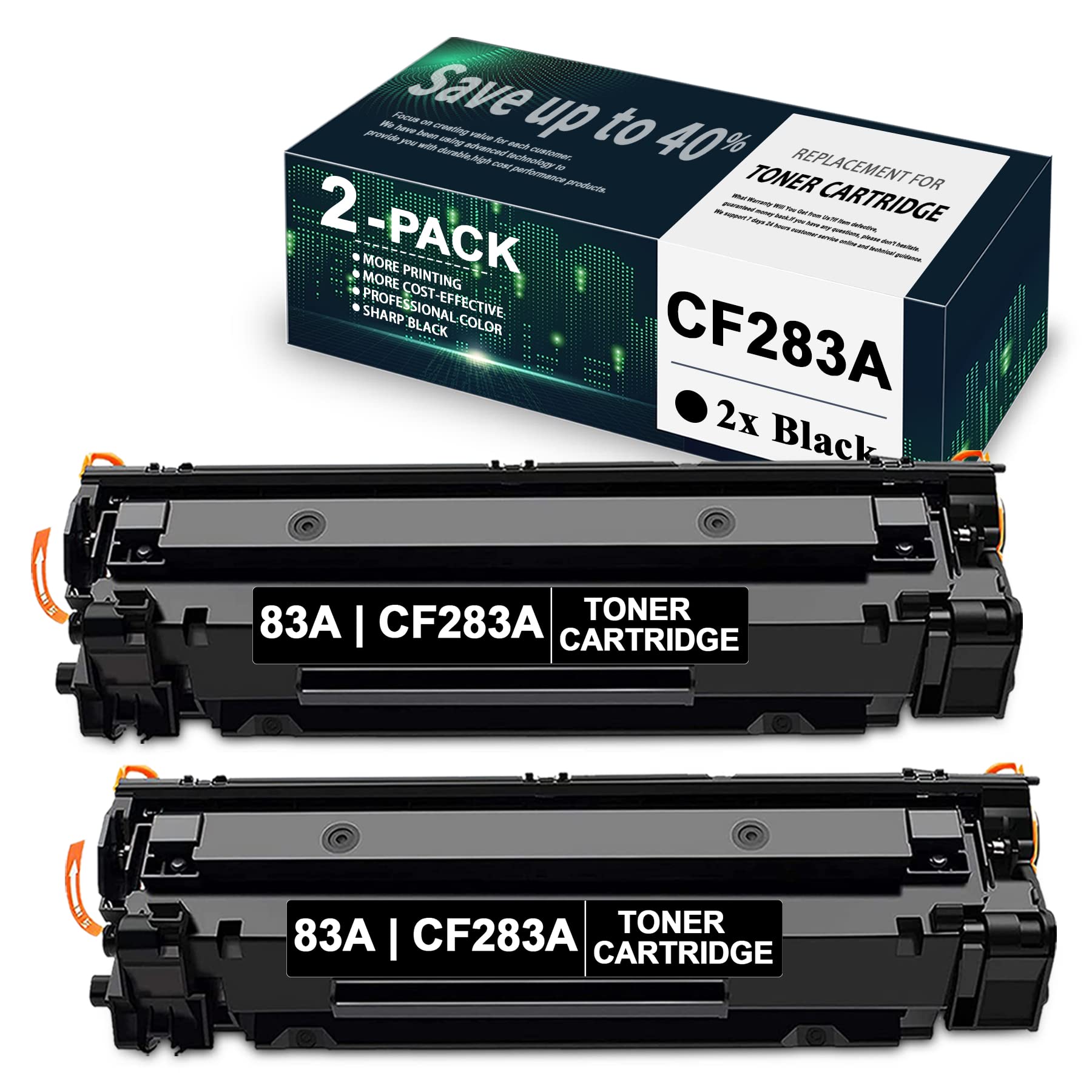 VaserInk 2-Pack Black 83A/CF283A Compatible Toner Cartridge Replacement for HP Pro M201n M201dw M225dn M225dw M125a M125nw M126a M127f M127fw M128fp M128fw M127fs Printers - High Yield Printing for Office & Home Use