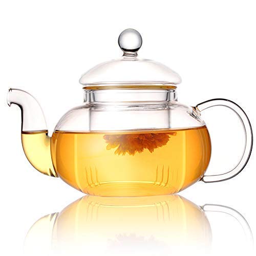 JHSHENGSHI 600ml Heat-Resistant Glass Teapot - Transparent Herbal Tea Infuser with Filter, High Temperature Safe for Hot/Cold Brewing - Perfect for Home, Office & Tea Ceremony Use