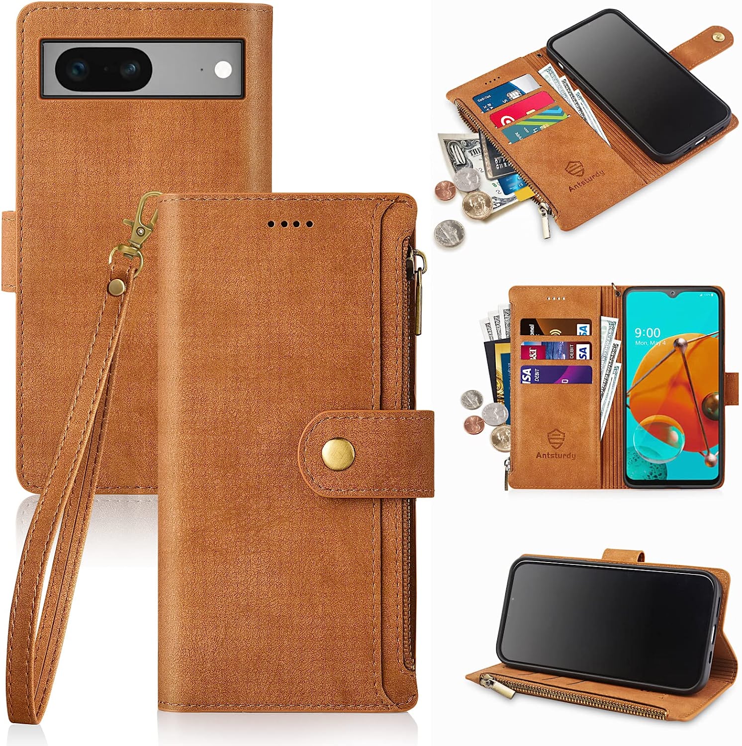 Google Pixel 7 Wallet Case with Card Holder & Kickstand - Slim Protective Phone Cover for Men & Women (Red) - Perfect for Travel, Work & Everyday Use