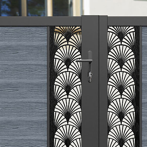 Classic Laurel Straight Top Driveway Gate - Anthracite Finish with Middle & End Screen | Durable Metal Driveway Entrance for Home Security & Curb Appeal