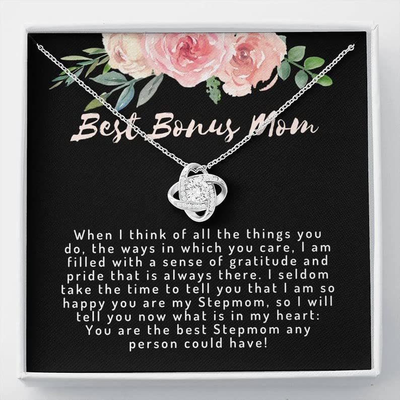 Bonus Mom Necklace - Elegant Stepmom Jewelry Gift for Mother’s Day, Birthday & Special Occasions | Thoughtful Present from Bonus Daughter or Son | Perfect for Stepfamilies & Blended Family Celebrations