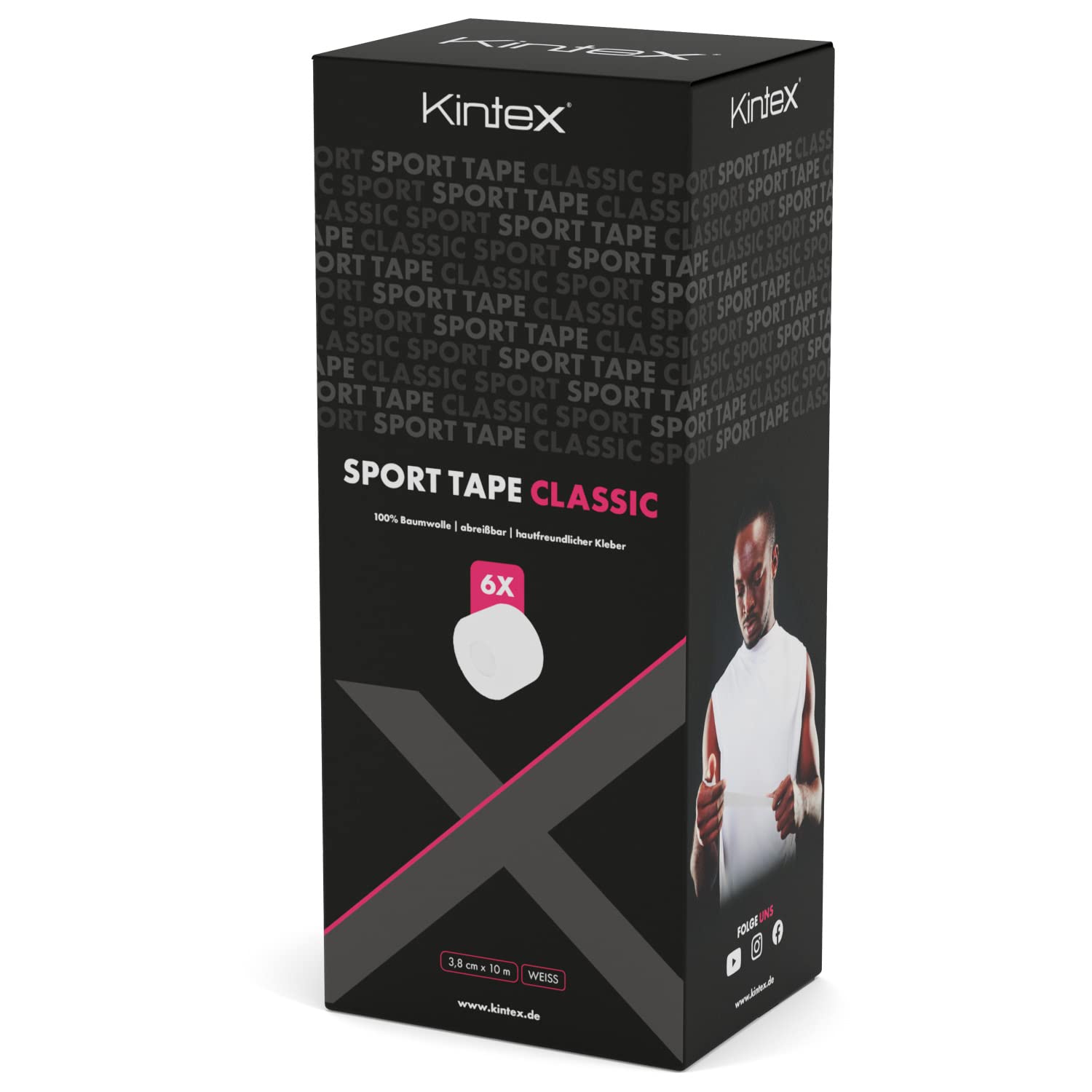 Premium Sports Tape - 2 Rolls, 3.8cm x 10m Elastic Kinesiology Tape for Athletes | Ideal for Knee, Shoulder & Muscle Support During Workouts, Running & Sports Recovery