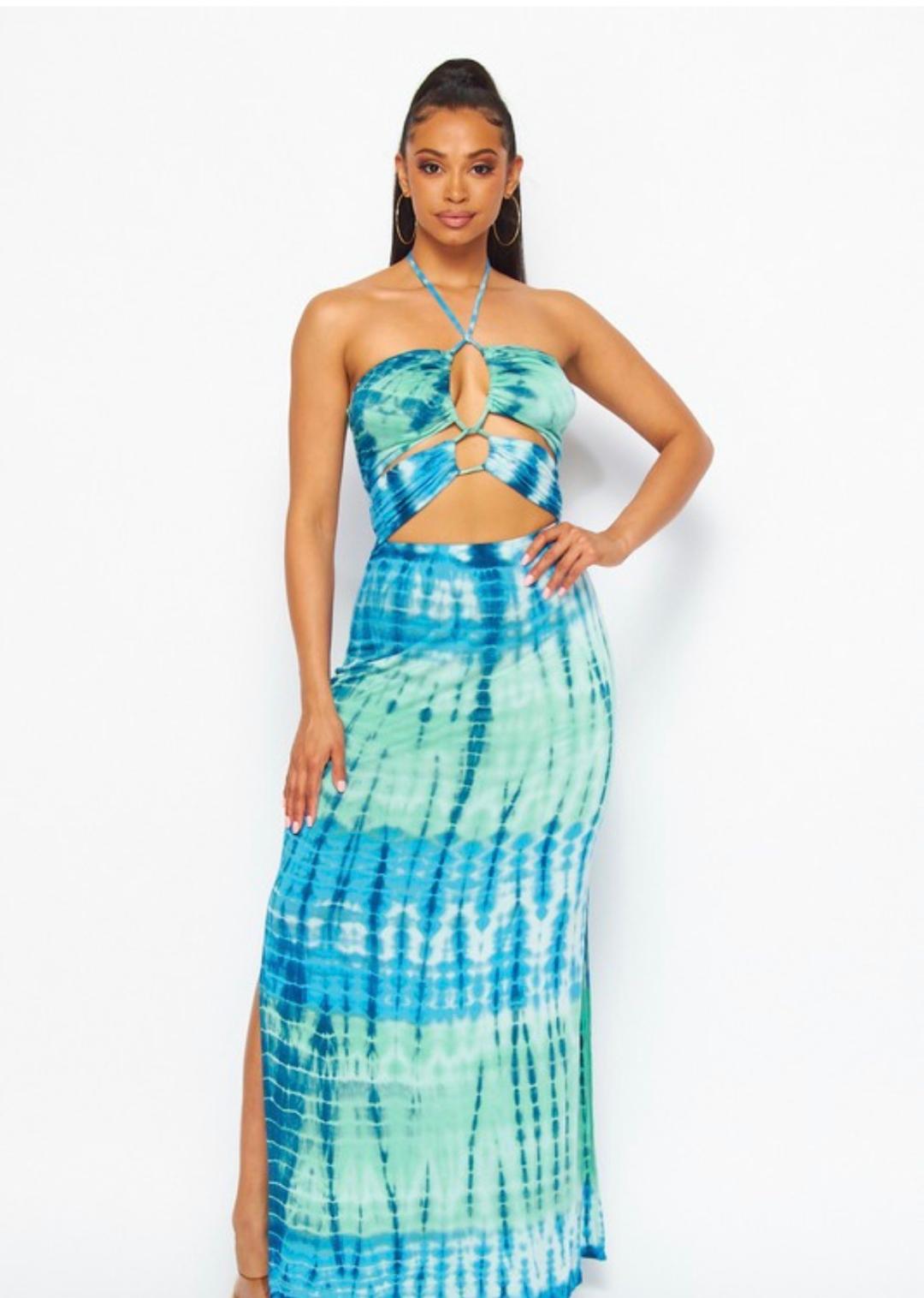 Taylor Tie Dye Cut Out Maxi Dress - Boho Chic Summer Beach Dress for Women, Perfect for Vacations, Music Festivals & Date Nights