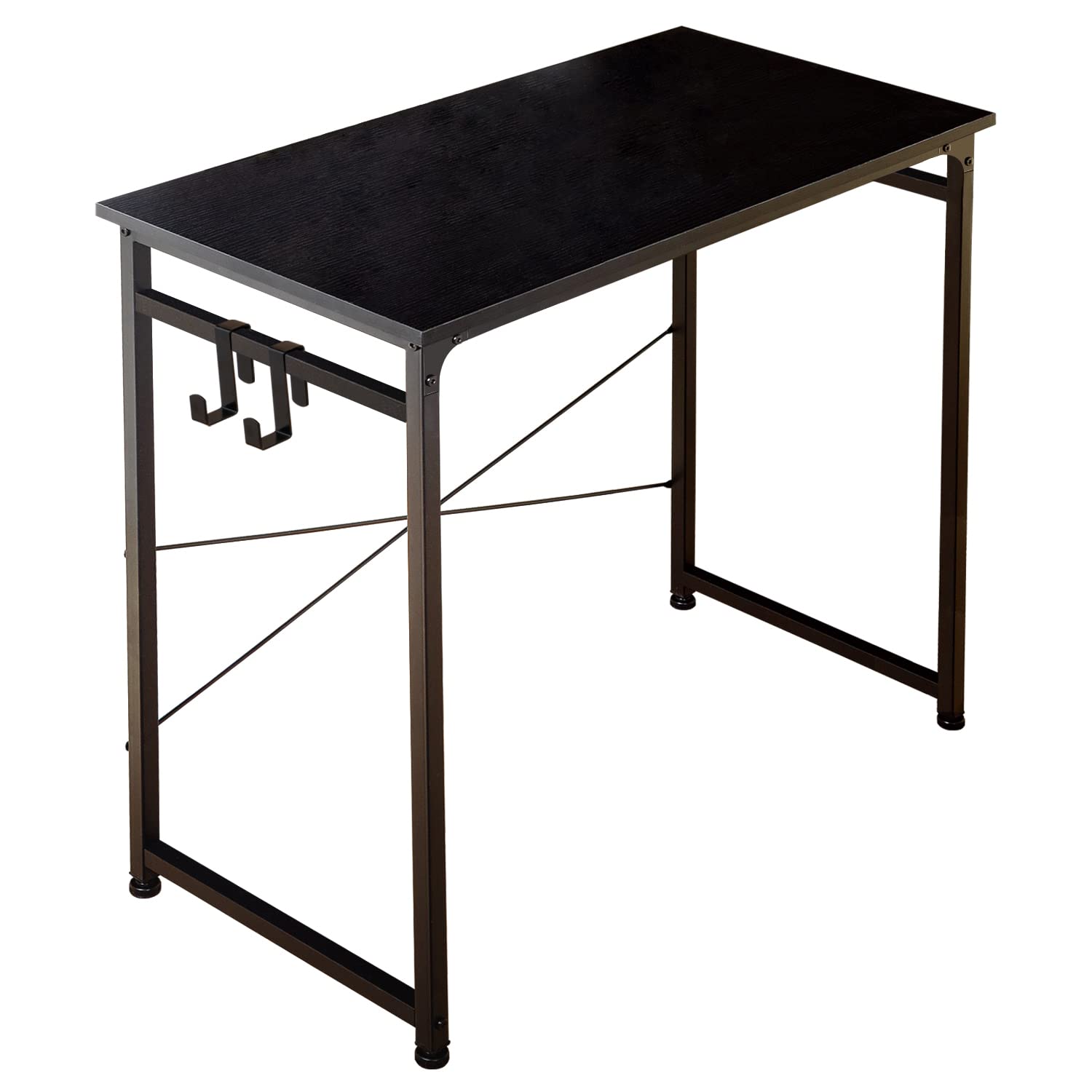 TEAMIX 32 Inch Small Computer Desk - Compact Vanity Table, 3D Printer Stand, Kitchen Shelf, Study & Writing Desk for Home Office - Space-Saving Laptop Desk with Hooks - Black Metal Frame (32x16x30 Inches) - Perfect for Apartments, Dorms & Small Spaces