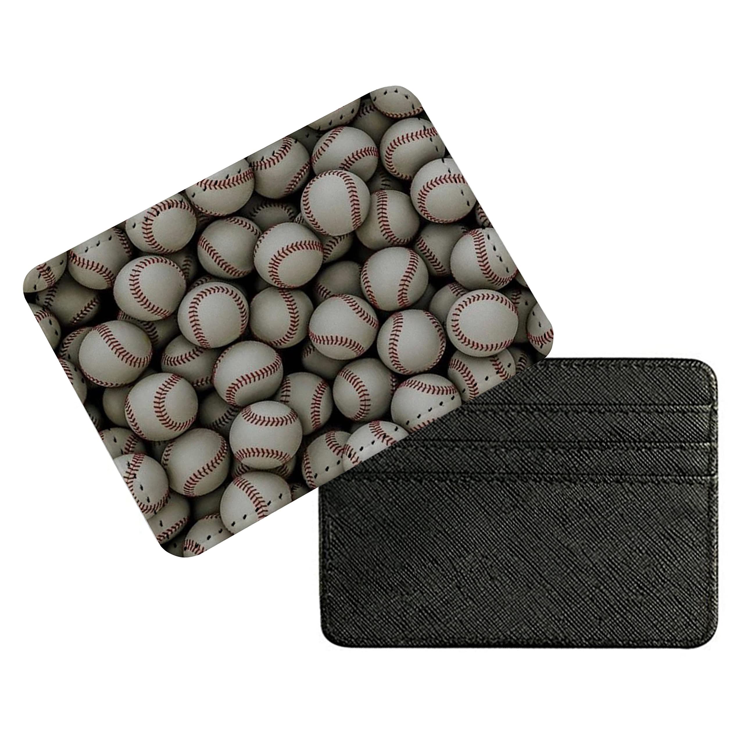 Slim Leather ID Card Holder for Men - Baseball Sports Design, Perfect for Games, Travel, and Everyday Use