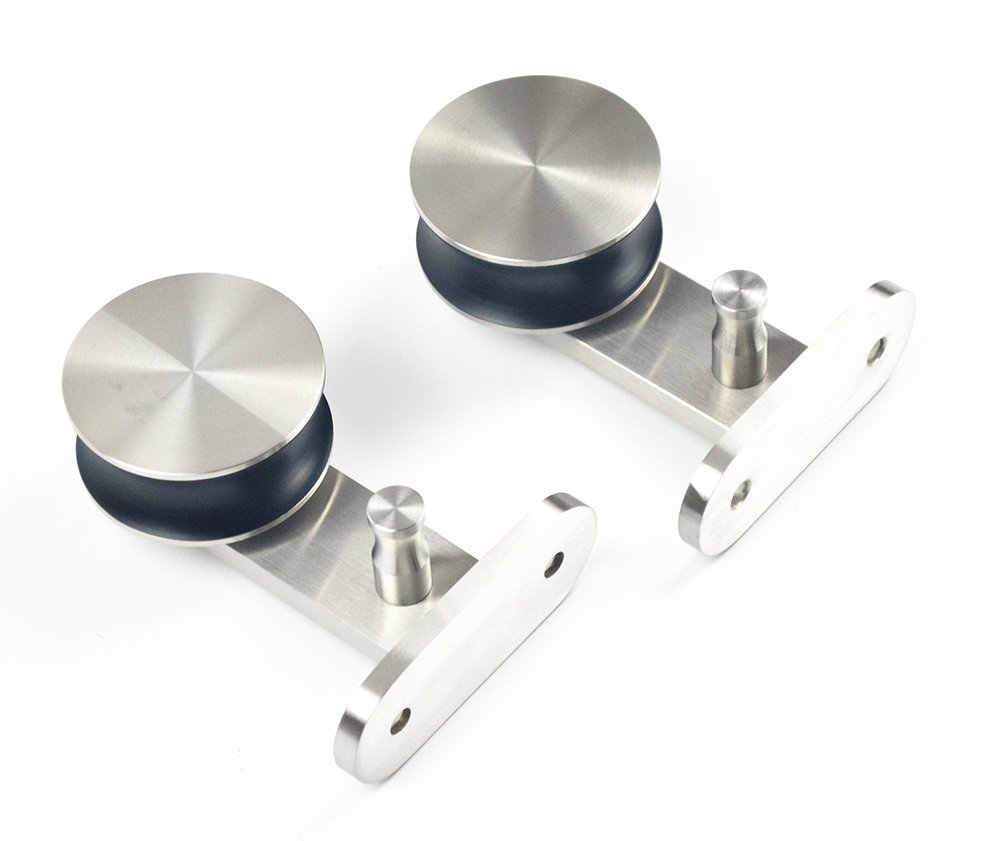 DIYHD 2503 Top Mount Roller Set - Brushed Stainless Steel Sliding Barn Door Hardware Kit - Smooth Rolling Wheels for Interior/Exterior Doors, Closet, Pantry & Room Dividers