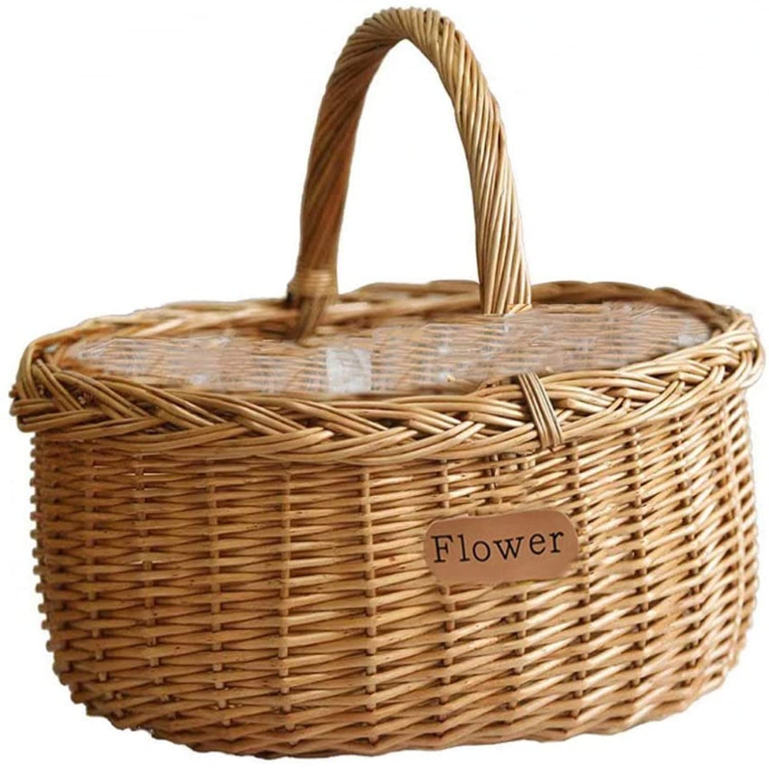 Large Capacity Woven Storage Basket - Handmade Wicker Tote Basket for Fruits, Picnic, Laundry & Home Organization | Perfect for Outdoor Picnics, Grocery Shopping & Closet Storage