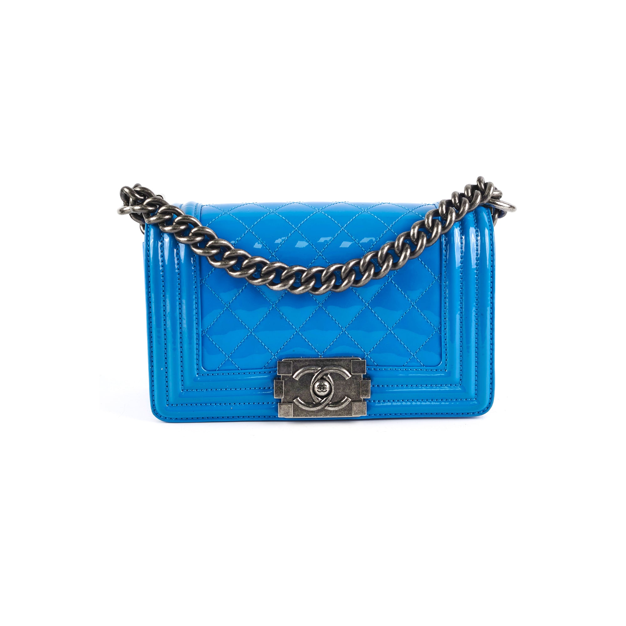 Chanel Small Boy Patent Blue Leather Crossbody Bag - Luxury Handbag for Women, Perfect for Parties, Dating & Everyday Use