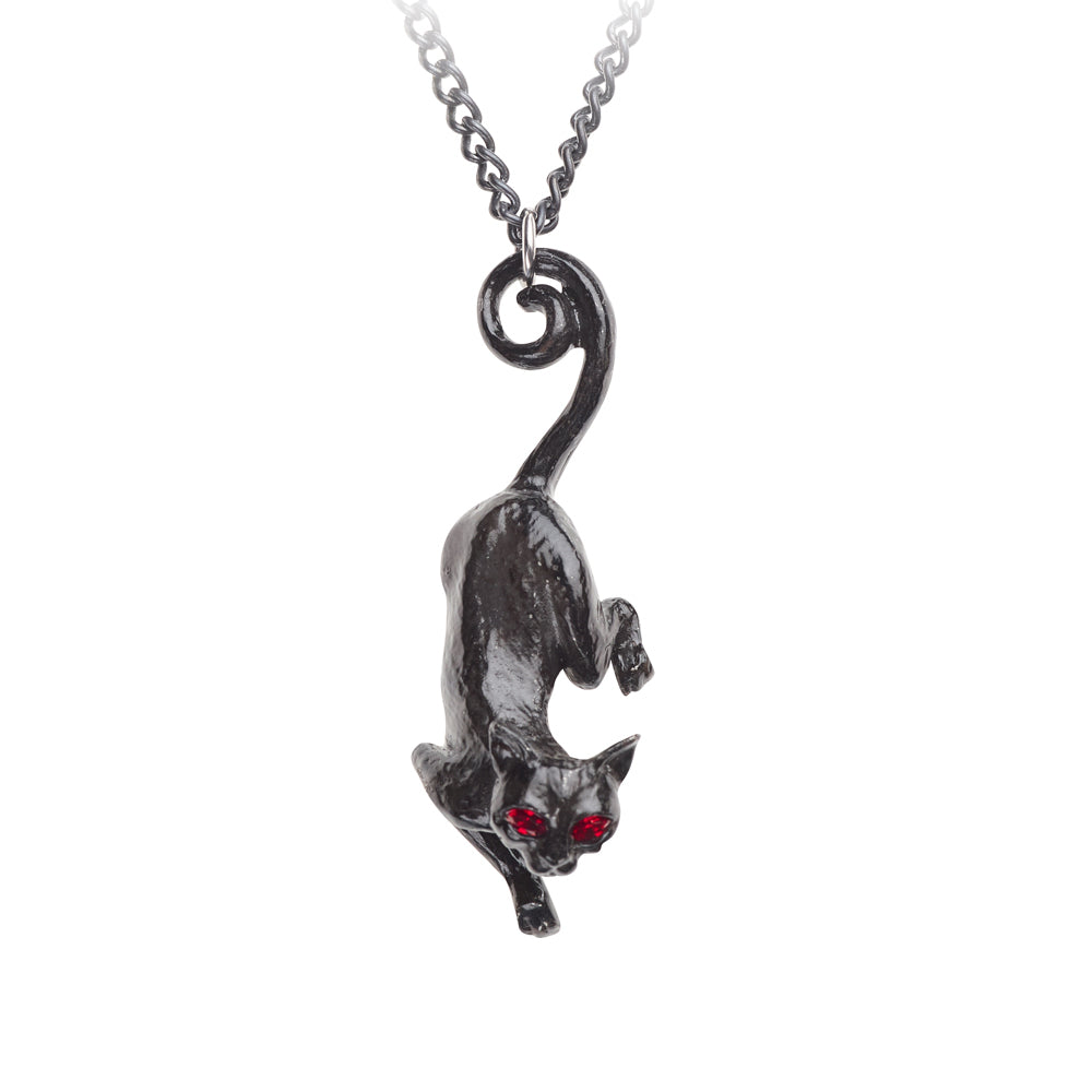 Black Cat Pendant Necklace - Gothic Jewelry for Women, Sterling Silver Halloween Charm for Cat Lovers | Perfect for Halloween Costumes, Witchy Aesthetic & Everyday Wear