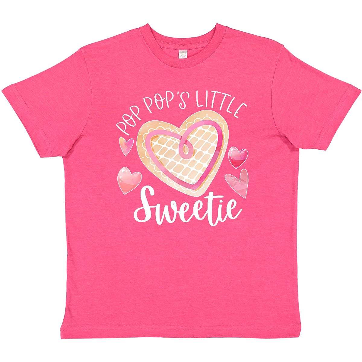 Inktastic Pop Pop's Little Sweetie Pink Heart Cookie Youth T-Shirt - Cute Valentine's Day Gift for Kids & Granddaughters - Perfect for Family Photos, Birthday Parties & School Events