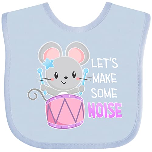 Inktastic Let's Make Some Noise Cute Mouse Drummer Baby Bib - Adorable Band-Themed Drool Bib for Newborns & Infants - Perfect for Music Lovers, Baby Showers & Playtime