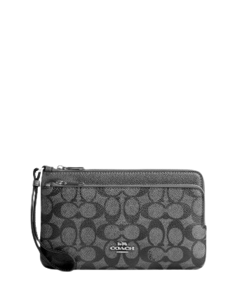 Coach Double Zip Wallet in Signature Canvas - Stylish & Durable Crossbody Wallet for Women - Perfect for Travel, Shopping & Everyday Use