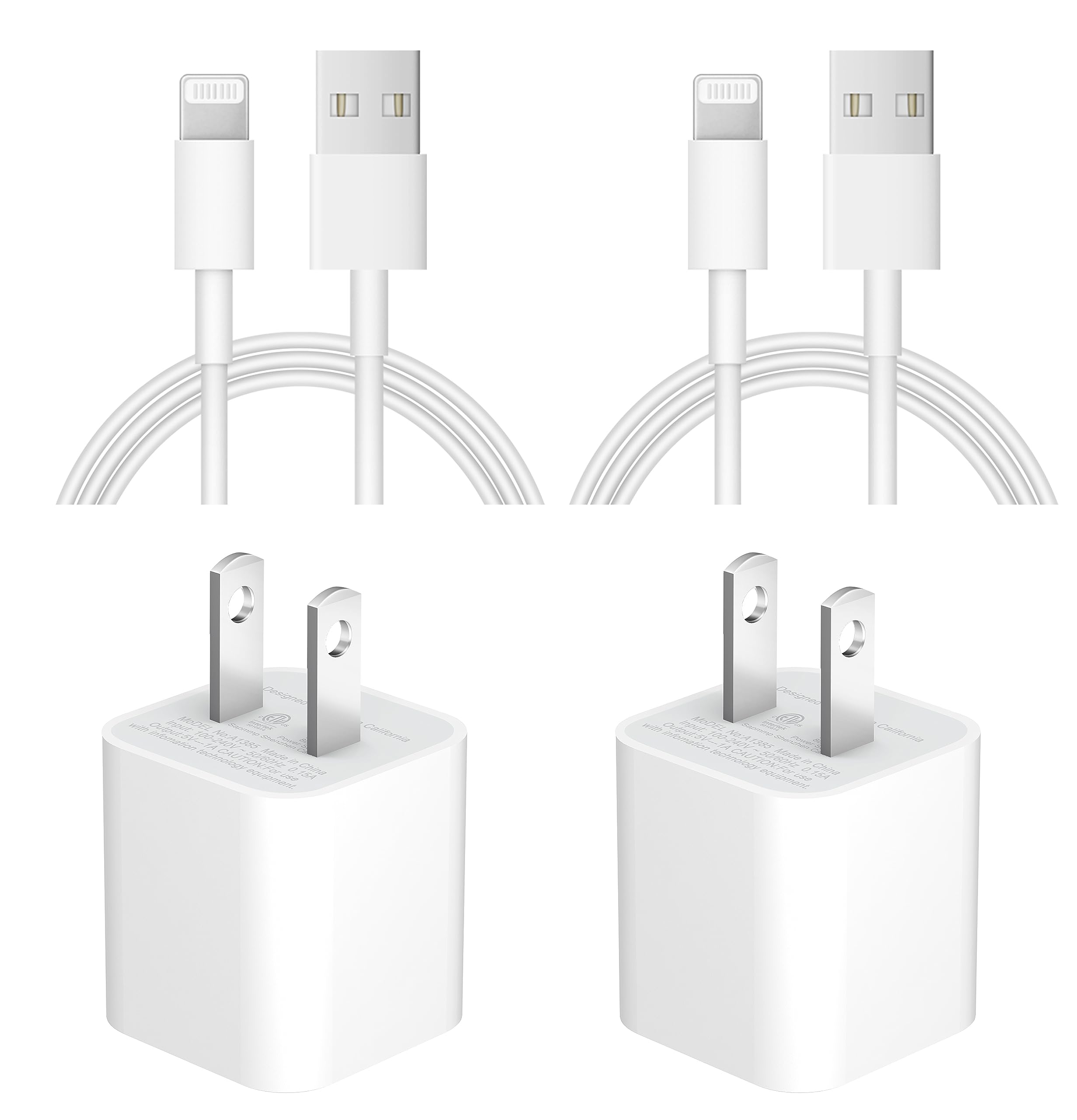 Apple MFi Certified iPhone Fast Charger Plug - 2 Pack USB Wall Charger Compatible with iPhone 14/13/12/11/X/8 Series & iPad - Perfect for Home, Office & Travel Charging
