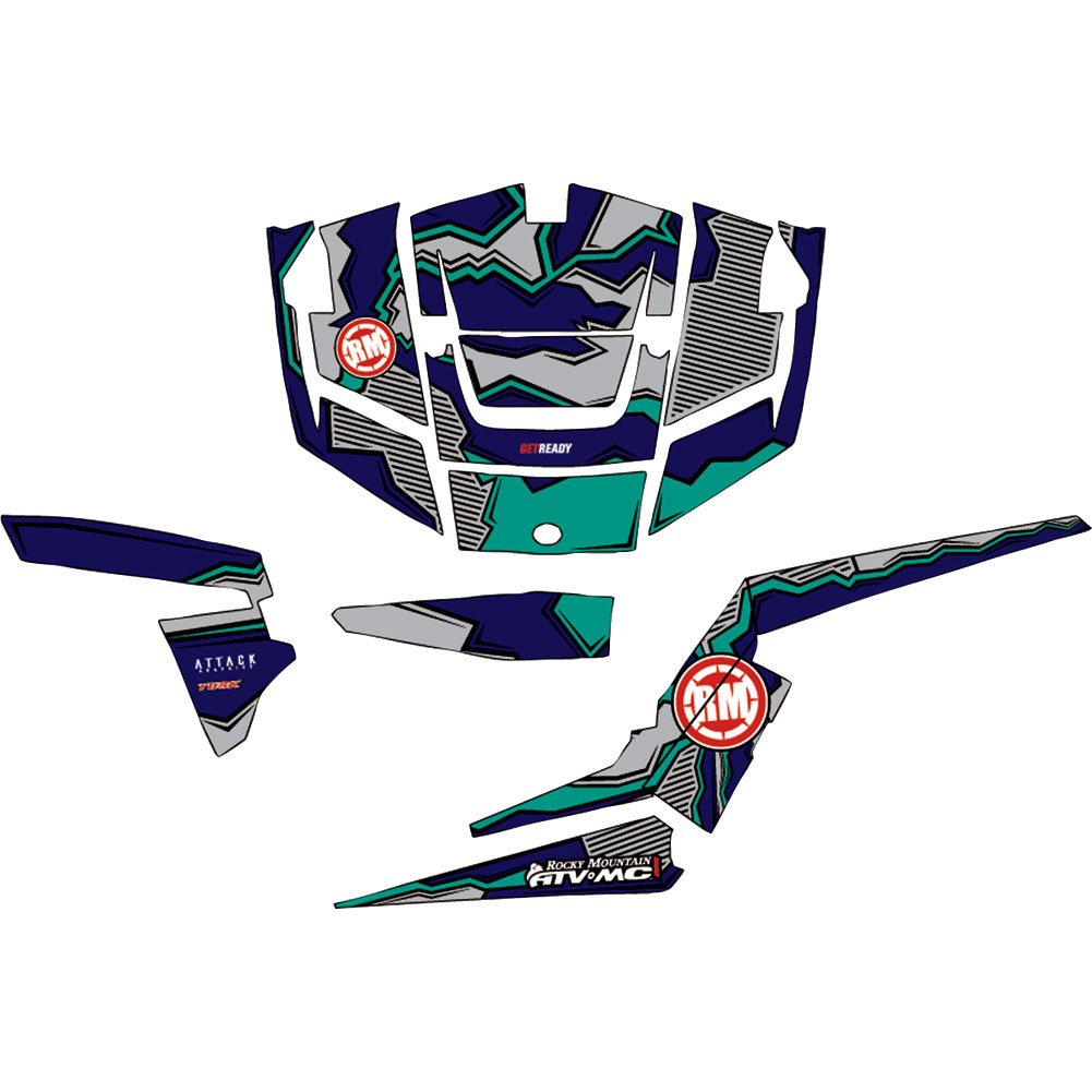 Attack Graphics Quake Complete UTV Graphics Kit - Teal/Navy/Grey for Can-Am Maverick Max 1000 Turbo (2017) | Custom Off-Road Vehicle Decals for Trail Riding & Dune Bashing