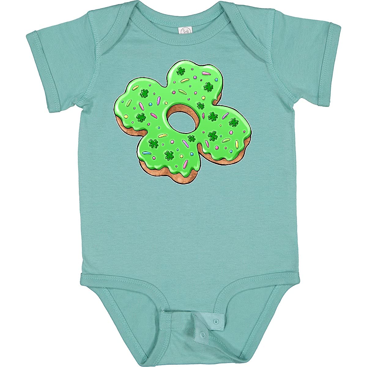 Inktastic St. Patrick's Day 4 Leaf Clover Donut with Sprinkles Baby Bodysuit - Cute Irish Outfit for Infants & Toddlers - Perfect for St. Paddy's Day Celebrations, Photo Shoots & Irish-Themed Parties