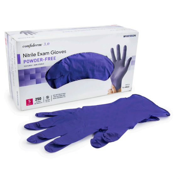 McKesson Confiderm® 3.0 Nitrile Exam Gloves - Latex-Free, Powder-Free, Disposable Medical Gloves for Healthcare, Tattoo & Food Handling (Box of 100) - Ideal for Doctors, Nurses, Dentists & Tattoo Artists