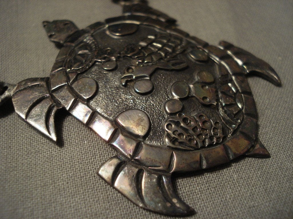 Authentic Navajo Turtle Sterling Silver Necklace – Handmade Native American Jewelry with Longest Cone Design | Perfect for Boho Fashion, Cultural Events & Unique Gifts