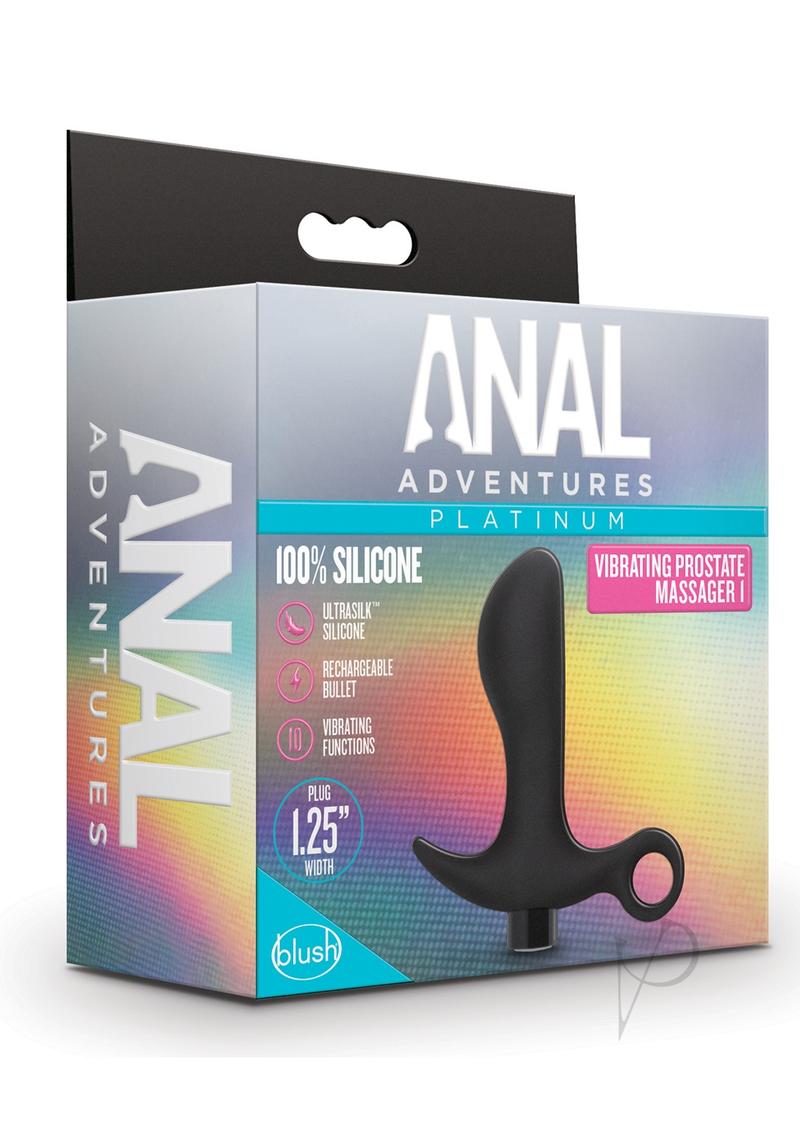 Anal Adventures Platinum Silicone Rechargeable Vibrating Prostate Massager for Men - Powerful G-Spot Stimulation, Black - Perfect for Solo Play & Couples Intimacy