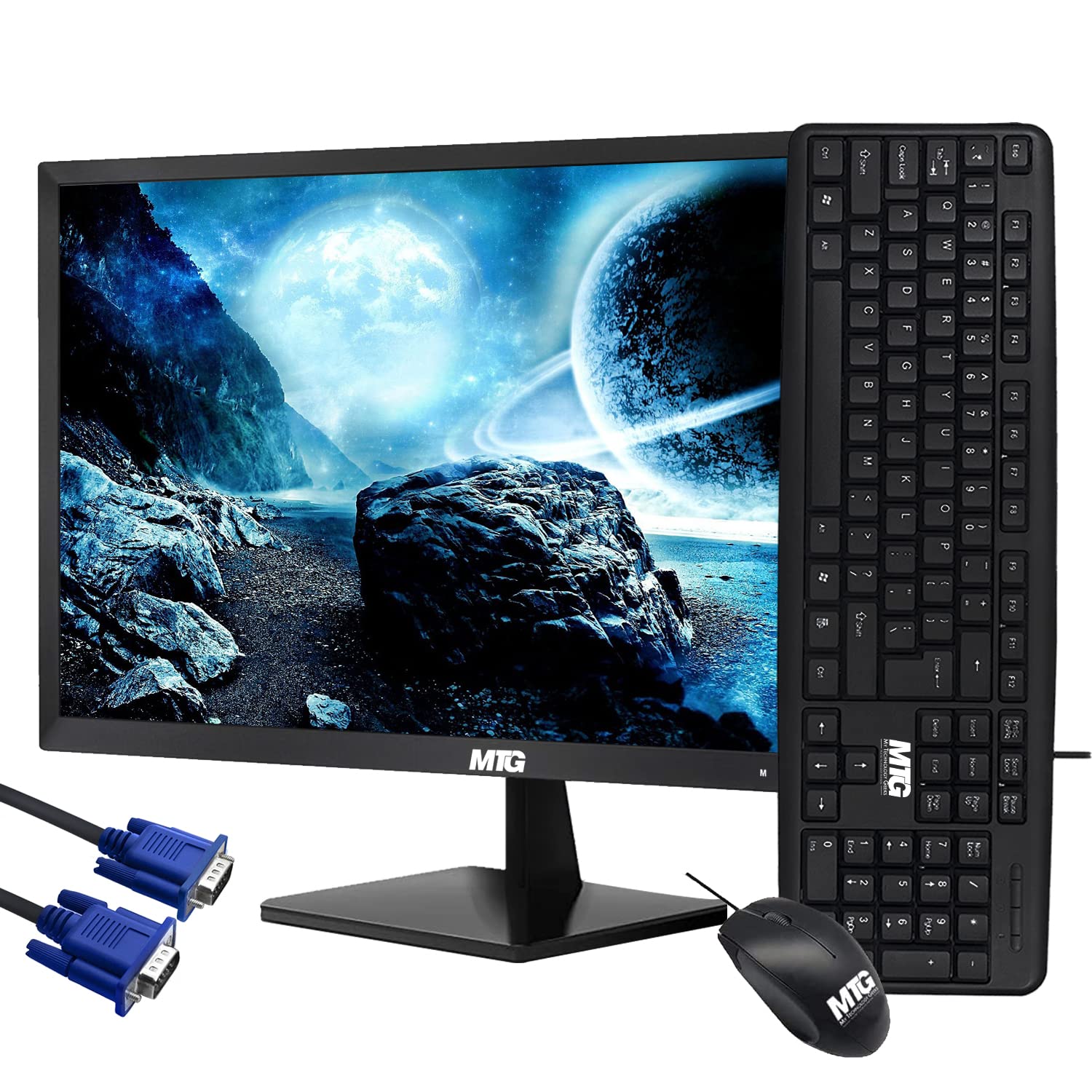20-inch 900p LED Monitor Full HD 75Hz - Ultra-Thin VESA Mountable Desktop Display with VGA Port | Includes USB Wired Keyboard & Mouse Combo | Perfect for Home Office, Gaming & Workspace Setup