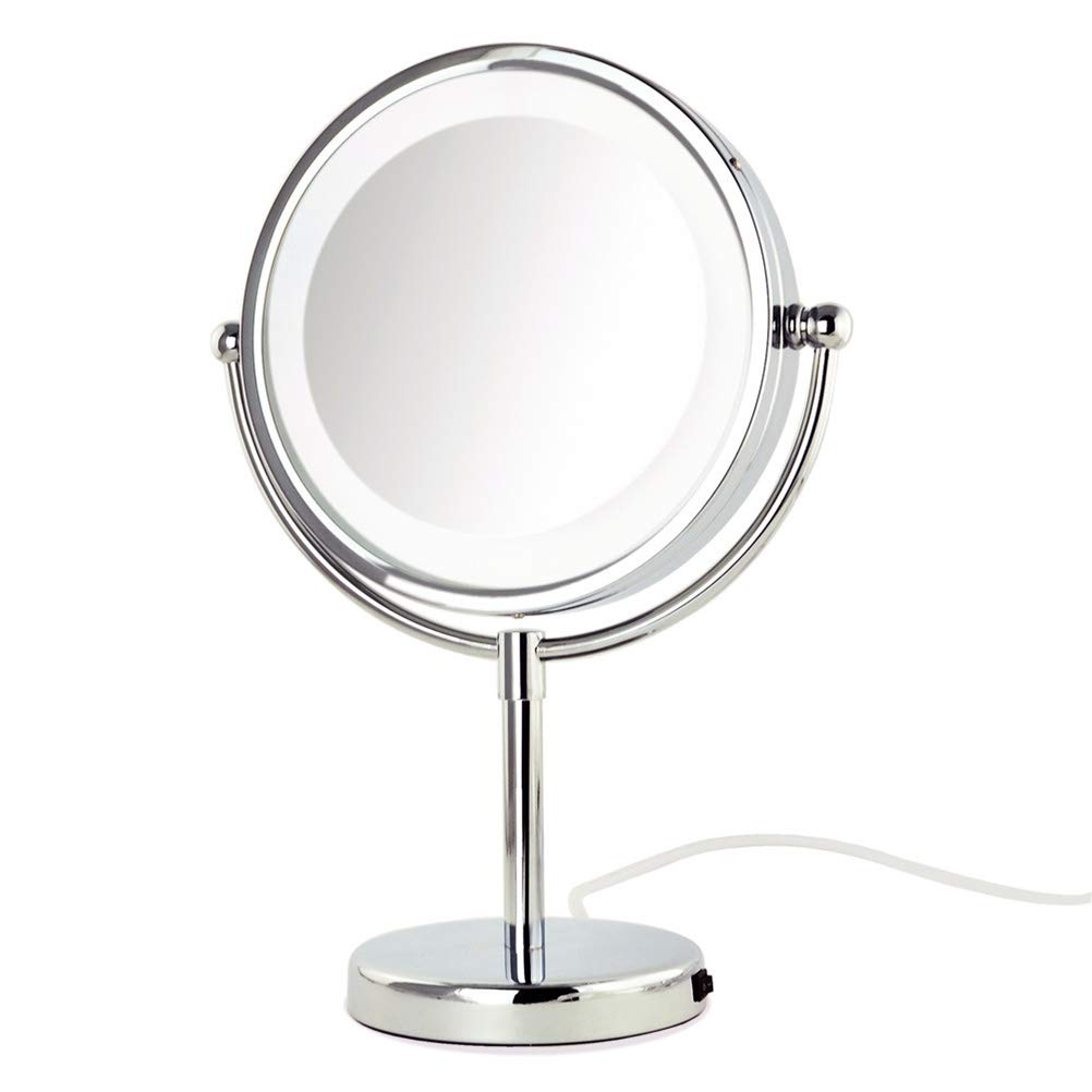 8.5 Inch LED Makeup Mirror with 3X/5X/7X/10X Magnification - 360° Rotating Double-Sided Vanity Mirror & Table Lamp for Home, Bathroom, and Dressing Room