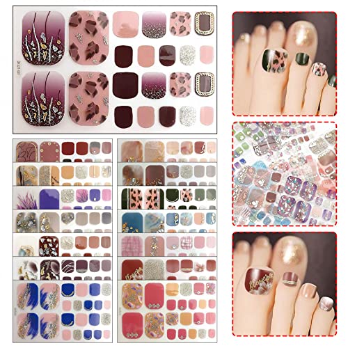 ZITIANY Summer Toe Nail Stickers for Women & Girls - 24pcs Waterproof Self-Adhesive Nail Art Stickers with Nail File | DIY Manicure Decoration for Beach, Pool Party & Pedicure