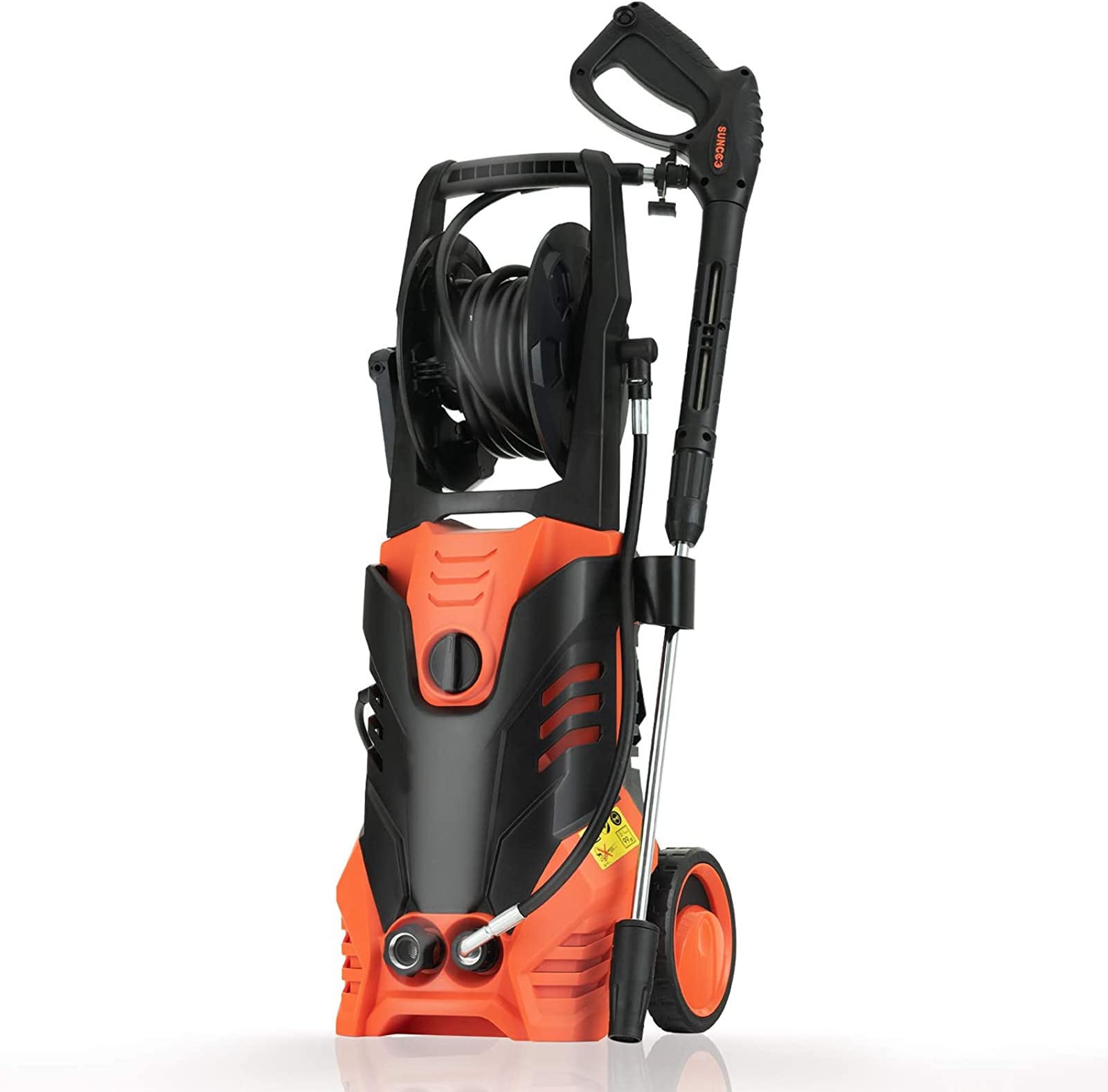 Savins Electric Pressure Washer - 1600 PSI Portable Power Washer with Spray Gun, 5 Adjustable Nozzles, 20ft High Pressure Hose & Hose Reel | Ideal for Home Cleaning, Deck Washing, Car Detailing, Patio & Driveway Cleaning