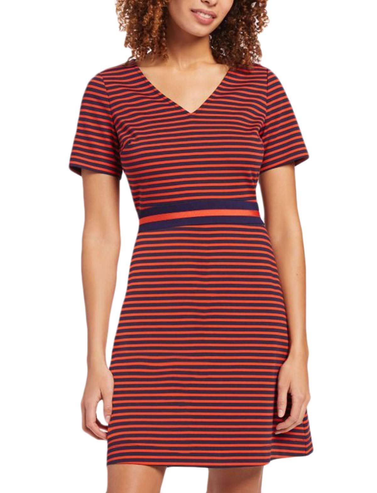 Draper James DRK0537 Women's Stripe Ponte Knit A-Line Dress in Nassau Navy Multi - Perfect for Office Wear, Cocktail Parties & Special Occasions