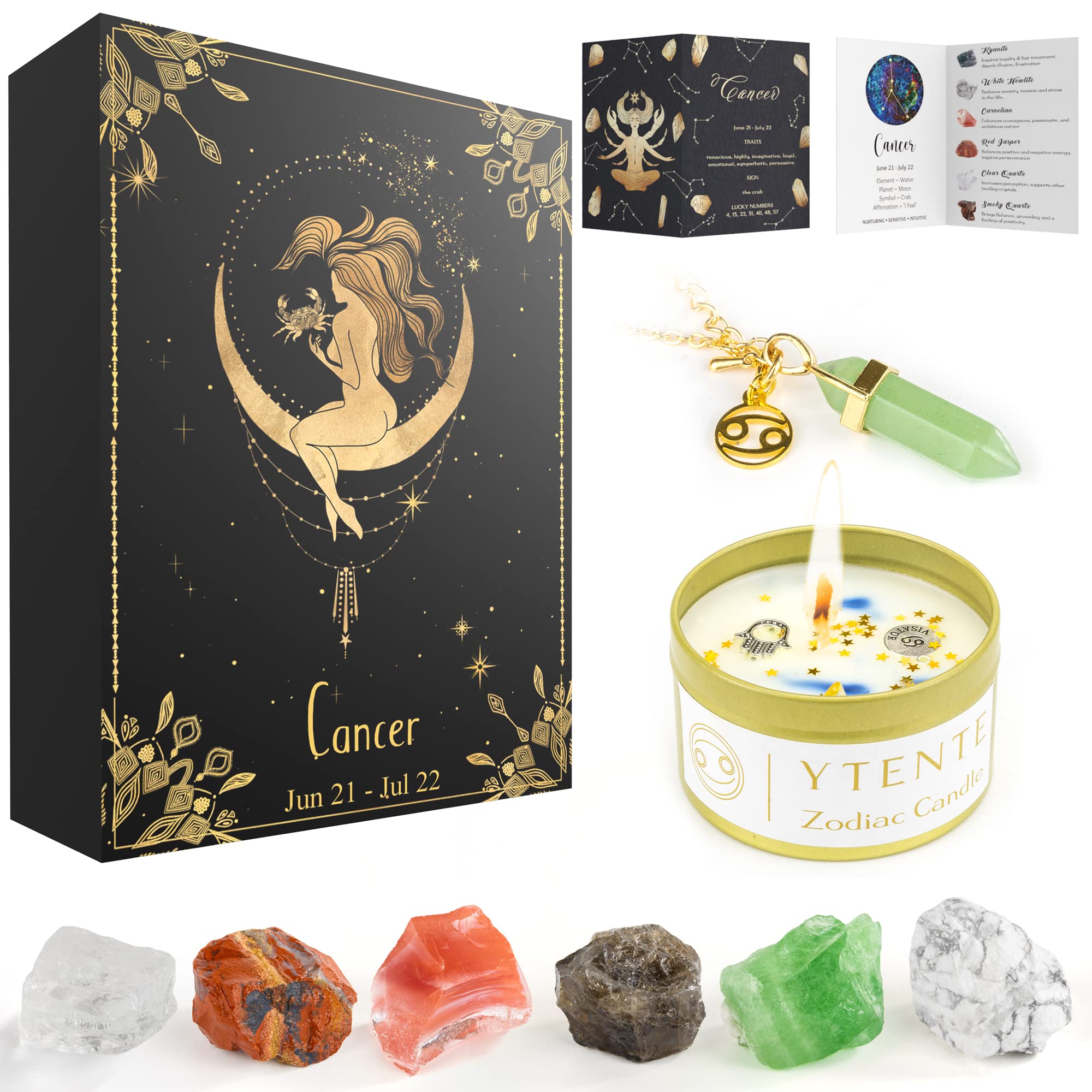 Crystals Healing Stone Gift Set with Zodiac Sign Scented Candles & Horoscope Necklace - Perfect Birthday, Valentine's Day Gifts for Women, Sisters, Daughters - Ideal for Meditation, Relaxation, and Home Decor