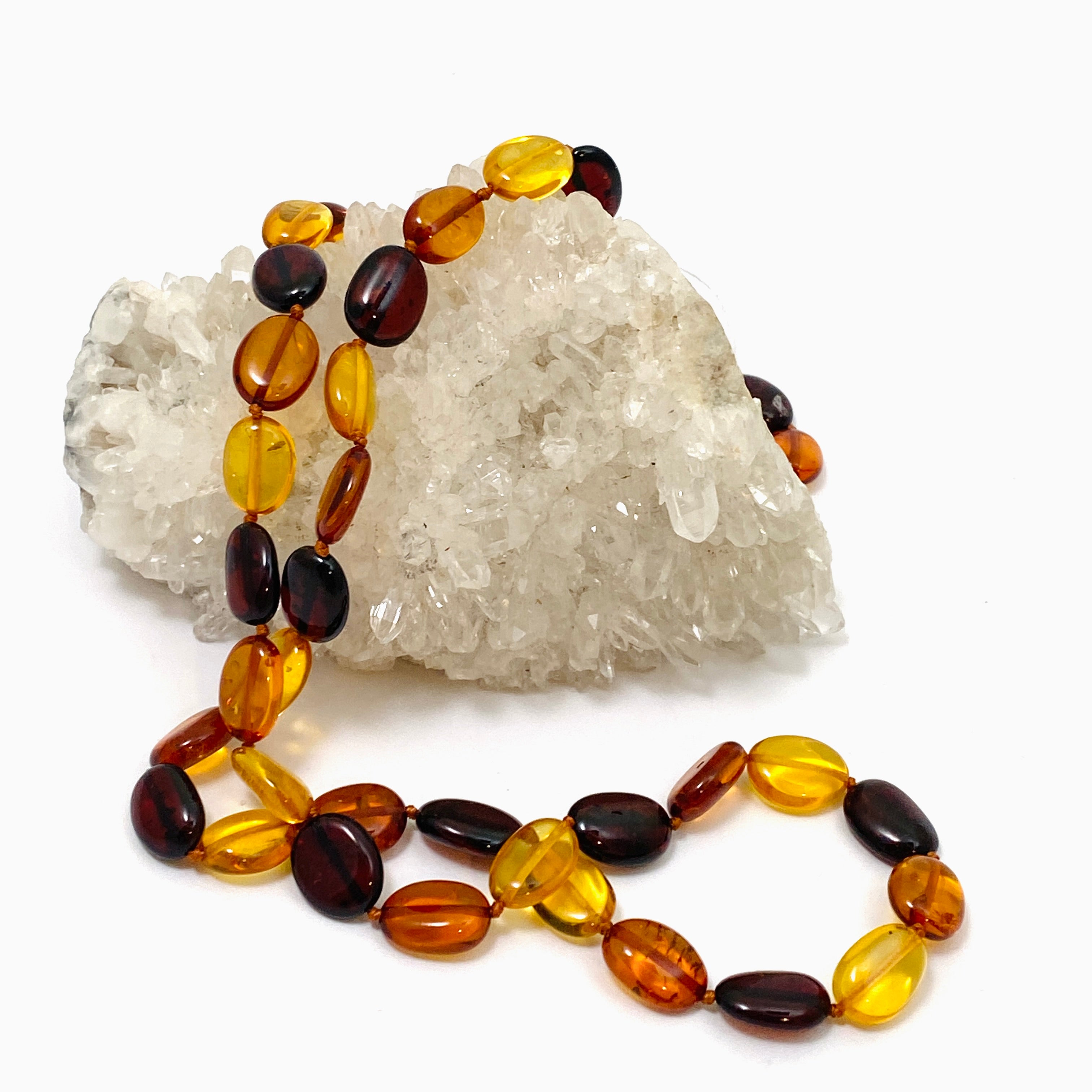 Natural Baltic Amber Mixed Oval Beaded Necklace AMB309 - Healing Teething Relief for Babies & Stylish Jewelry for Women