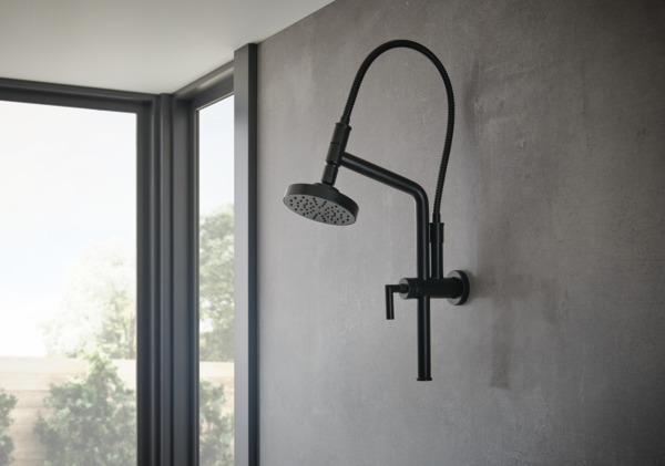 Brizo 82392 BL Matte Black 5-Spray 1.75 GPM Shower Head - High Pressure Water Saving Rain Shower for Bathroom & Spa Relaxation