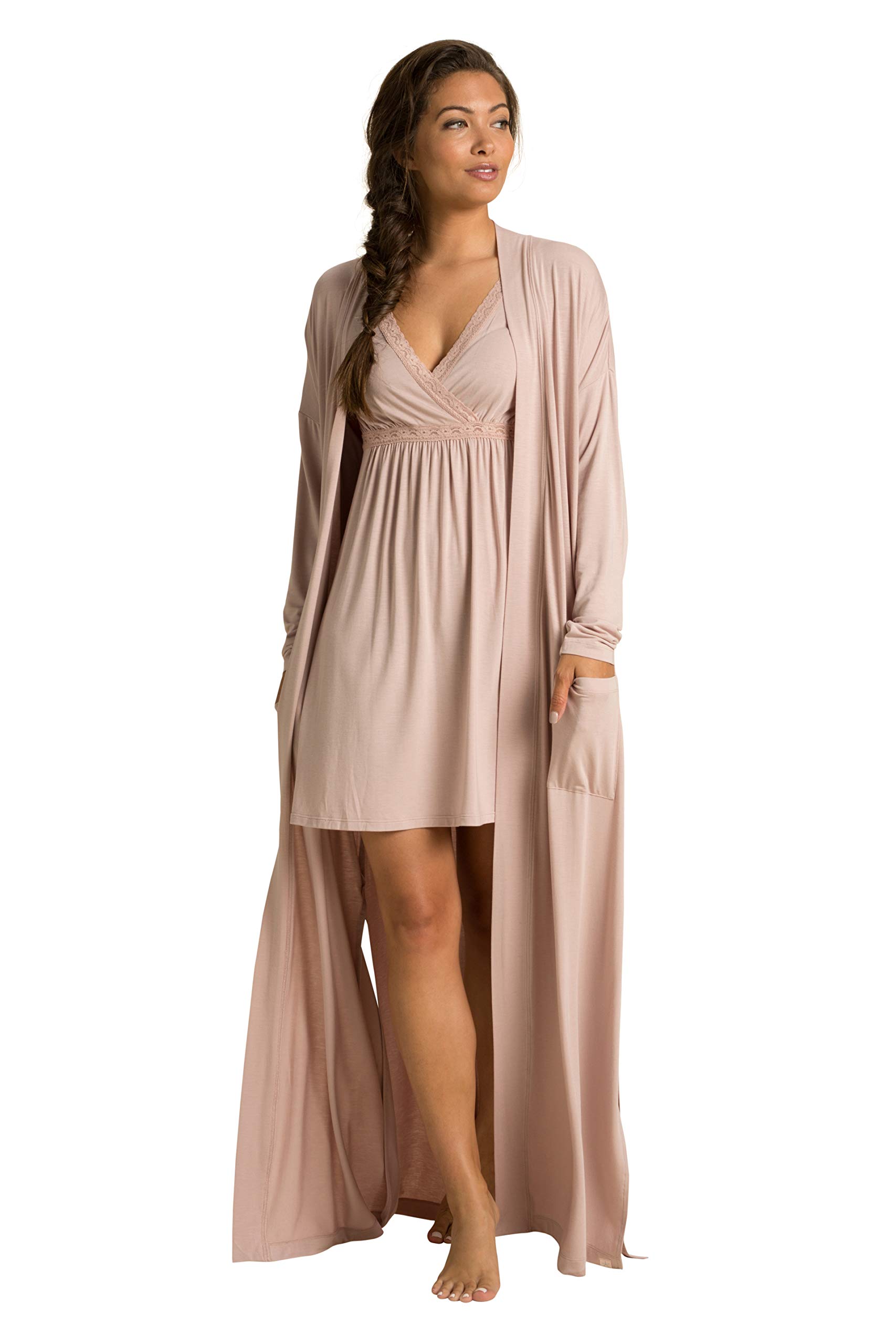 Barefoot Dreams Luxe Milk Jersey Women's Duster Robe - Soft Lightweight Kimono Cover Up for Spa, Poolside, Beach & Lounge Wear