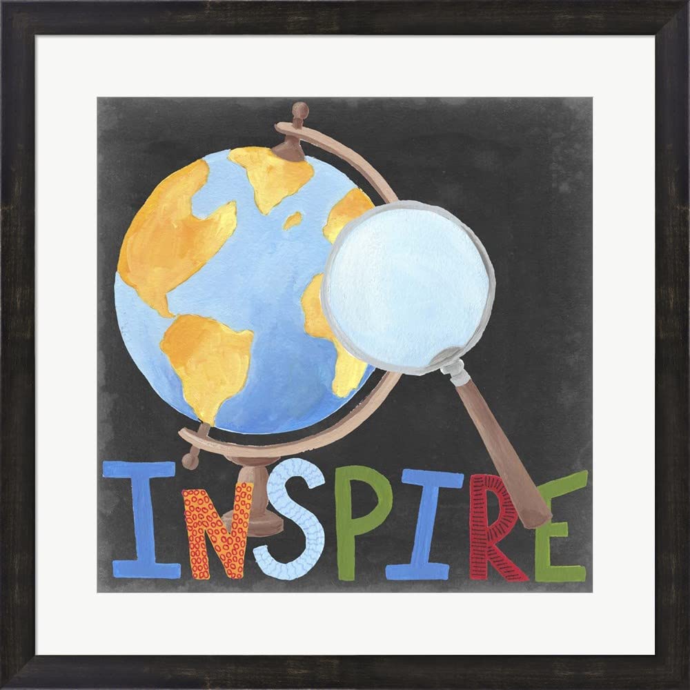 Regina Moore Framed Art Print - Desk Tools III Wall Decor, 25x25 Inches, Espresso Brown Frame - Perfect for Home Office, Living Room & Gift Giving