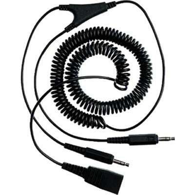 Jabra PC Headset Cord QD to 2x3.5mm 2m Coiled Cable - Replacement Audio Cord for Jabra Headsets, Office & Call Center Use