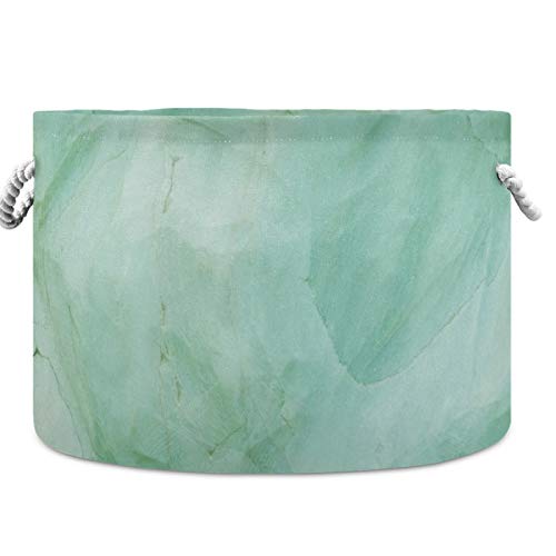 Visesunny Green Marble Texture Storage Basket - Canvas Fabric Toy Organizer, Nursery Hamper, Laundry Bin for Kids Room, Playroom, Shelves - Perfect for Toy Storage, Gift Basket & Home Organization