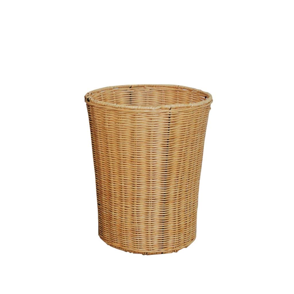 Natural Woven Water Hyacinth Waste Basket - Eco-Friendly Rattan Trash Can, Handwoven Wicker Recycling Bin for Home & Office (2.1/3.2/5.3 Gallon) - Perfect for Living Room, Bedroom, Bathroom & Kitchen Decor (Yellow, 20