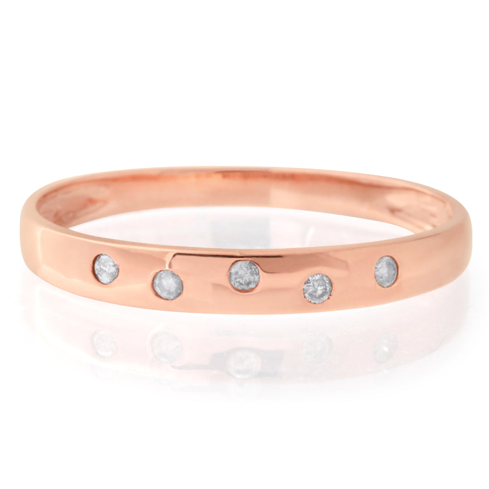 9ct Rose Gold 0.05 Carat Diamond Ring with 5 Brilliant Cut Diamonds - Elegant Engagement Ring for Women, Perfect for Proposals, Anniversaries & Special Occasions