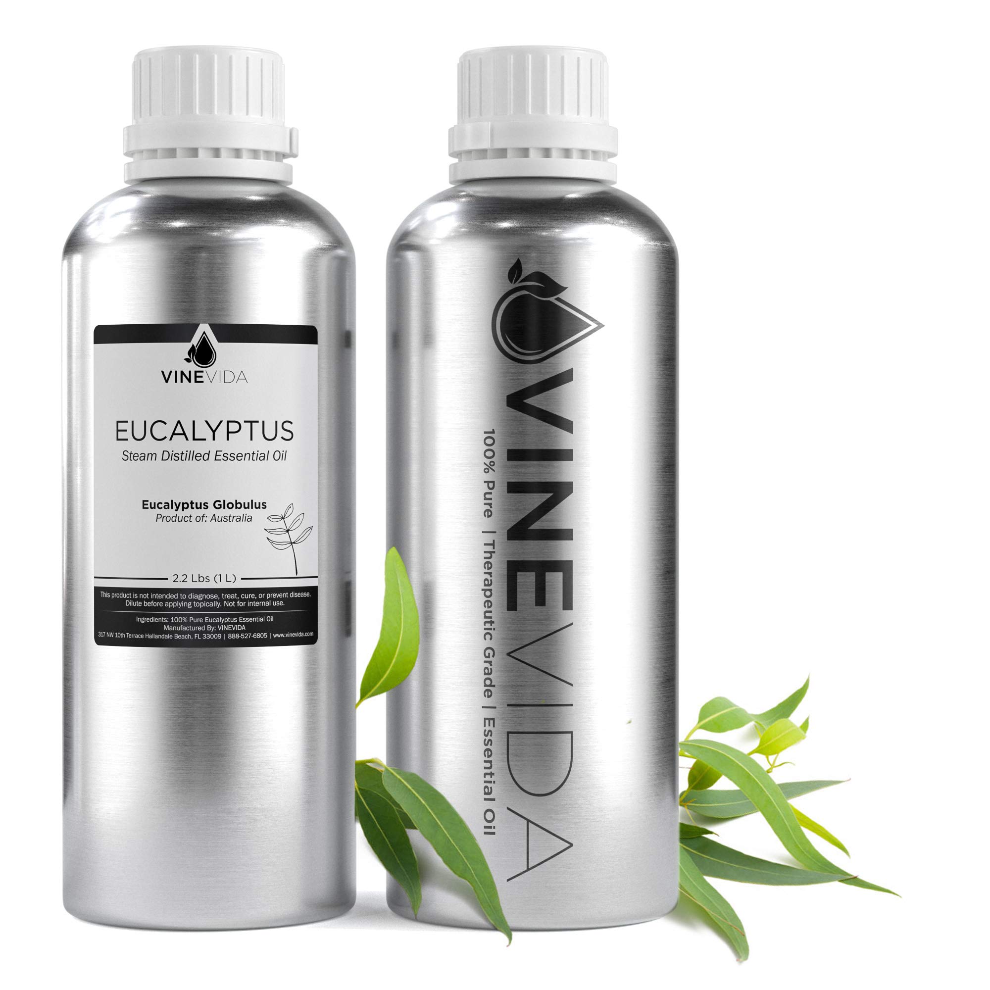 Premium Bulk Eucalyptus Essential Oil 32 oz - 100% Pure Undiluted Therapeutic Grade Oil in Aluminum Bottle - 2 lb Aromatherapy Oil for DIY Soaps, Candles, Diffusers & Massage - VINEVIDA - Perfect for Spa, Home Relaxation & Natural Remedies