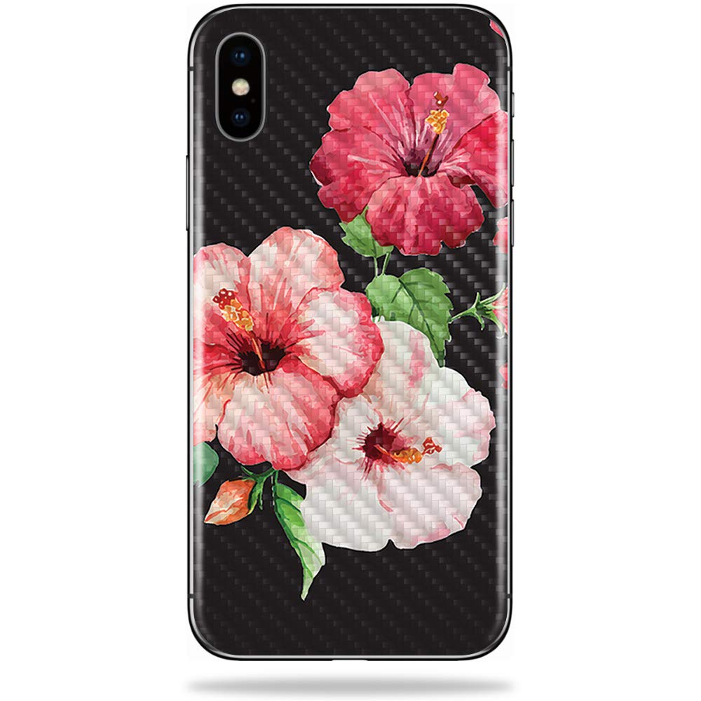 MightySkins Carbon Fiber Skin for Apple iPhone X - Hibiscus Pattern | Protective Durable Textured Vinyl Cover | Easy to Apply & Remove | Made in USA | Perfect for Daily Use, Travel & Style Protection
