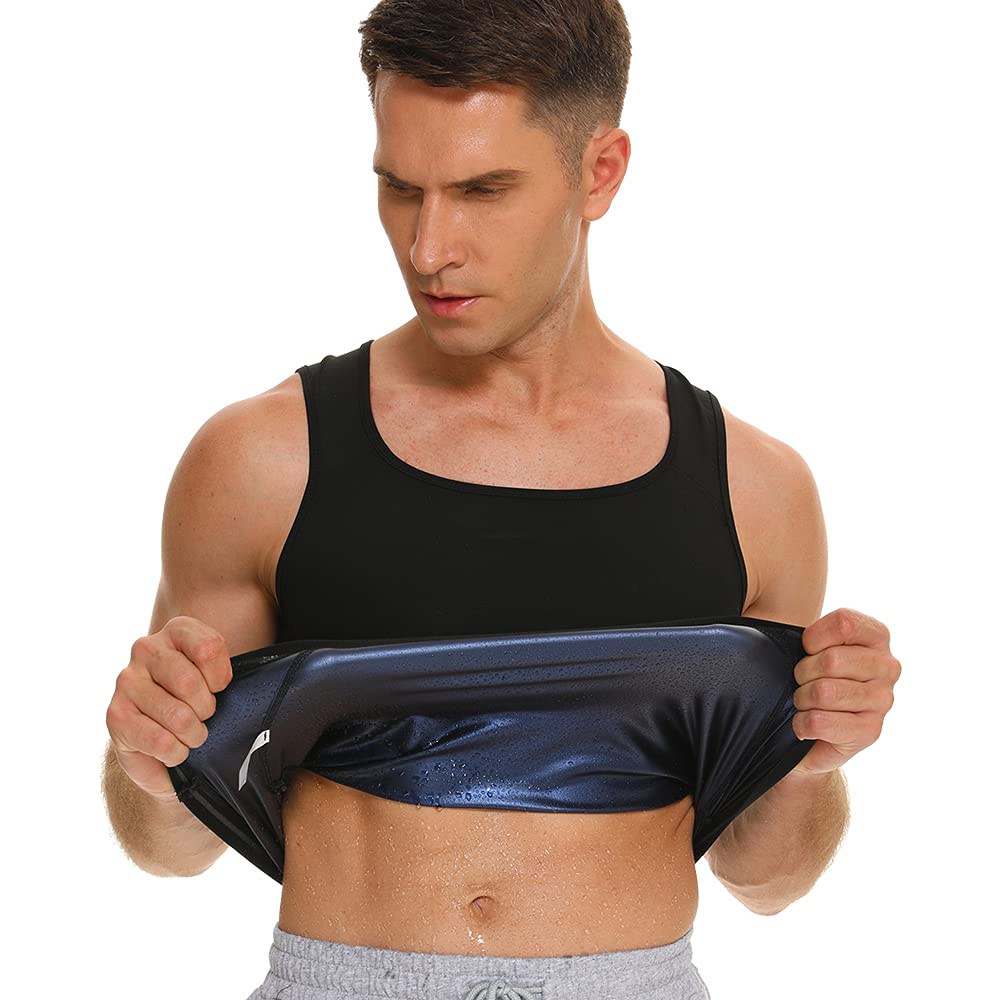 ANOOER Men's Sauna Vest - Heat Trapping Workout Shirt for Weight Loss & Sweat Training - Gym, Running & Fitness Sauna Tank Top