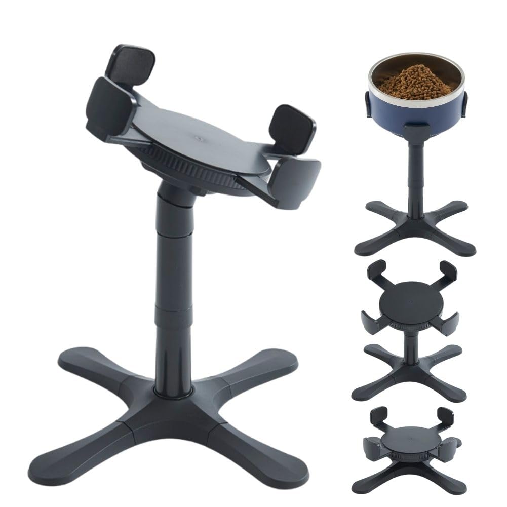 **Adjustable Elevated Dog Bowl Stand - 3 Height Settings, Tilt Adjustment - Compatible with Most Pet Bowls - Ideal for Medium & Large Dogs - Perfect for Dining, Feeding, or Training (1 Pack, Bowl Not Included)**