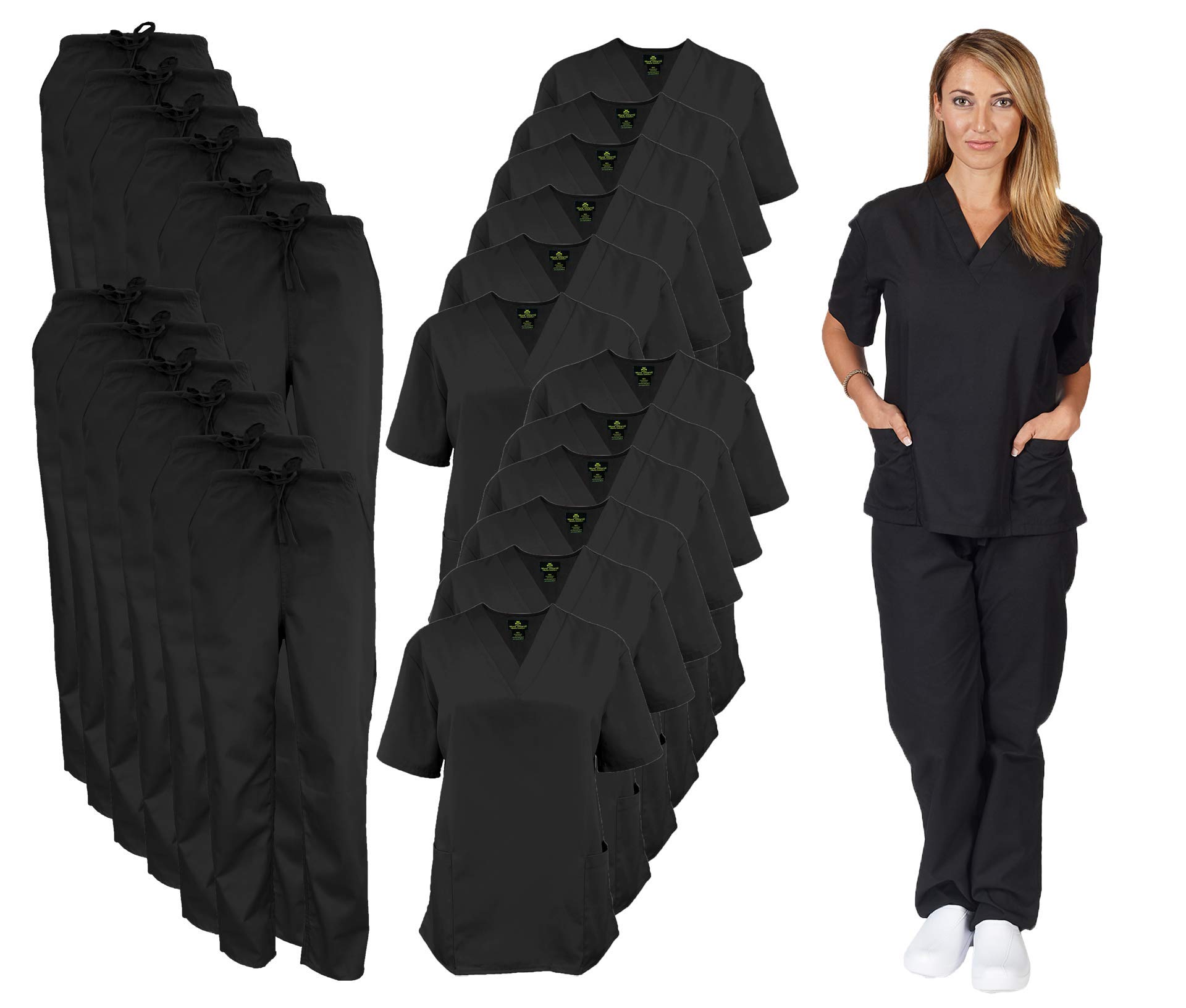 Premium Women's Medical Scrub Set - 12-Pack Comfortable Uniform Tops & Pants for Nurses, Doctors & Healthcare Professionals | Hospital, Clinic & Workwear Essentials