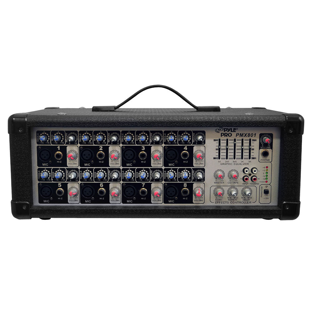 8 Channel Powered PA Mixer Amplifier - Professional Audio Mixing for Live Bands, DJs & Events | High-Quality Sound System for Concerts, Churches & Venues
