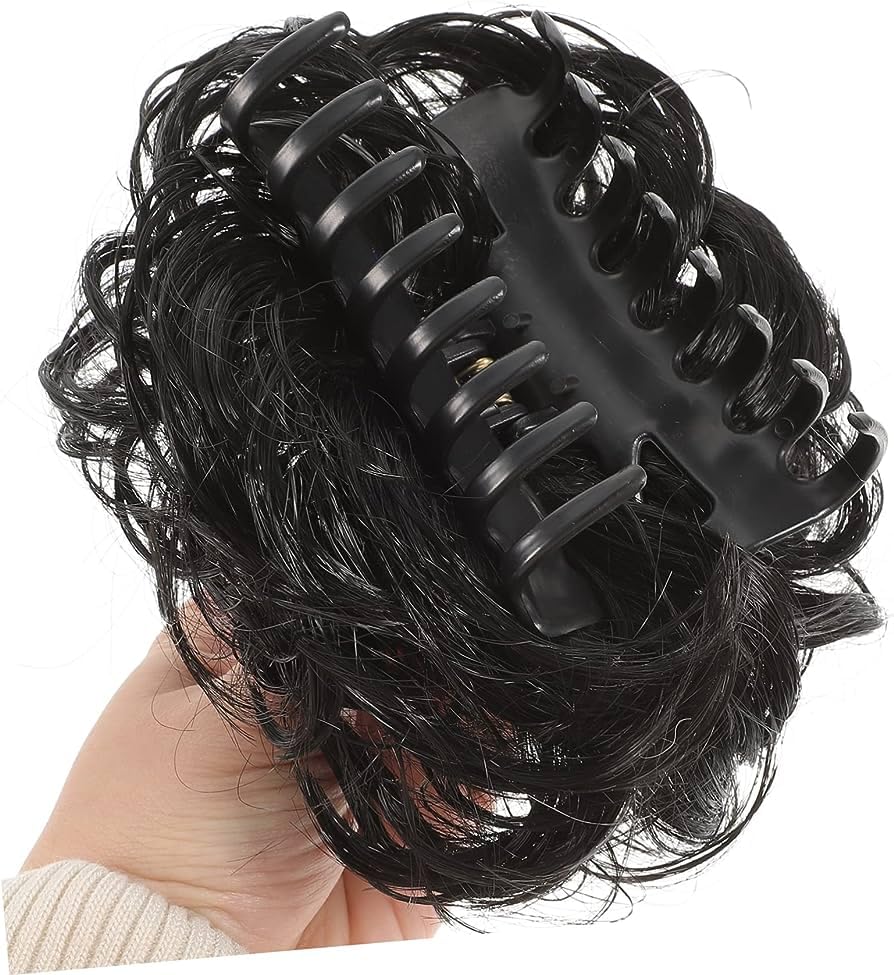Coach & Pep Synthetic Nylon Messy Curly Hair Claw Clip | Natural Wavy Curly Hair Comb | Women's Hair Extension for Ponytail & Bun | Perfect for Casual, Office & Party Hairstyles