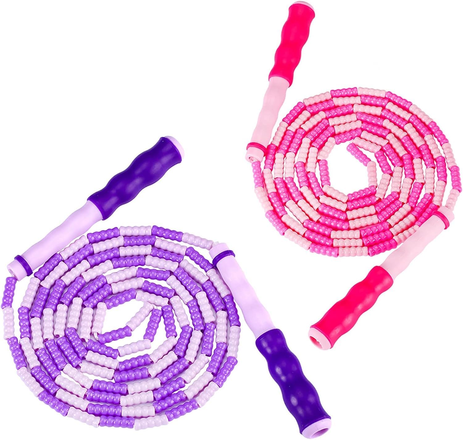 2 Pack Adjustable Jump Rope for Fitness - Tangle-Free Skipping Rope with Soft Beaded Handles for Kids, Women & Men - Ideal for Home Workouts, Gym Training, and Outdoor Exercise