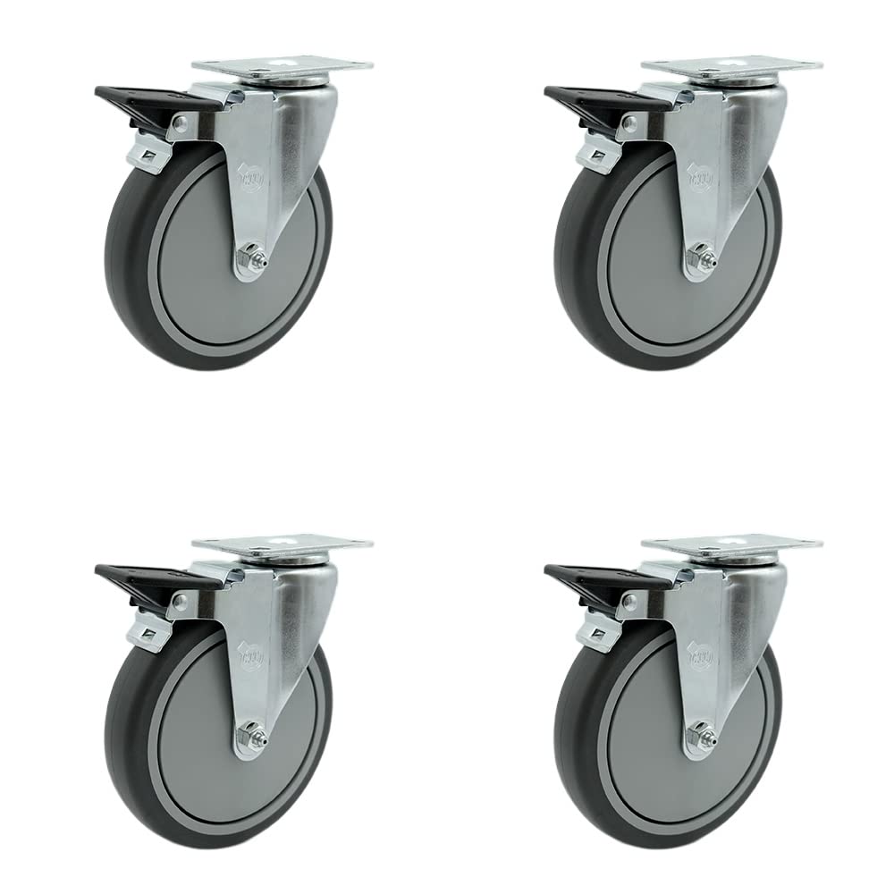 Cambro Beverage Service Cart Replacement Caster Set - 4 Heavy Duty Swivel Casters with Brakes for Smooth Mobility - Commercial Grade Wheels for Food Service Carts - Perfect for Restaurants, Cafes, and Catering Businesses