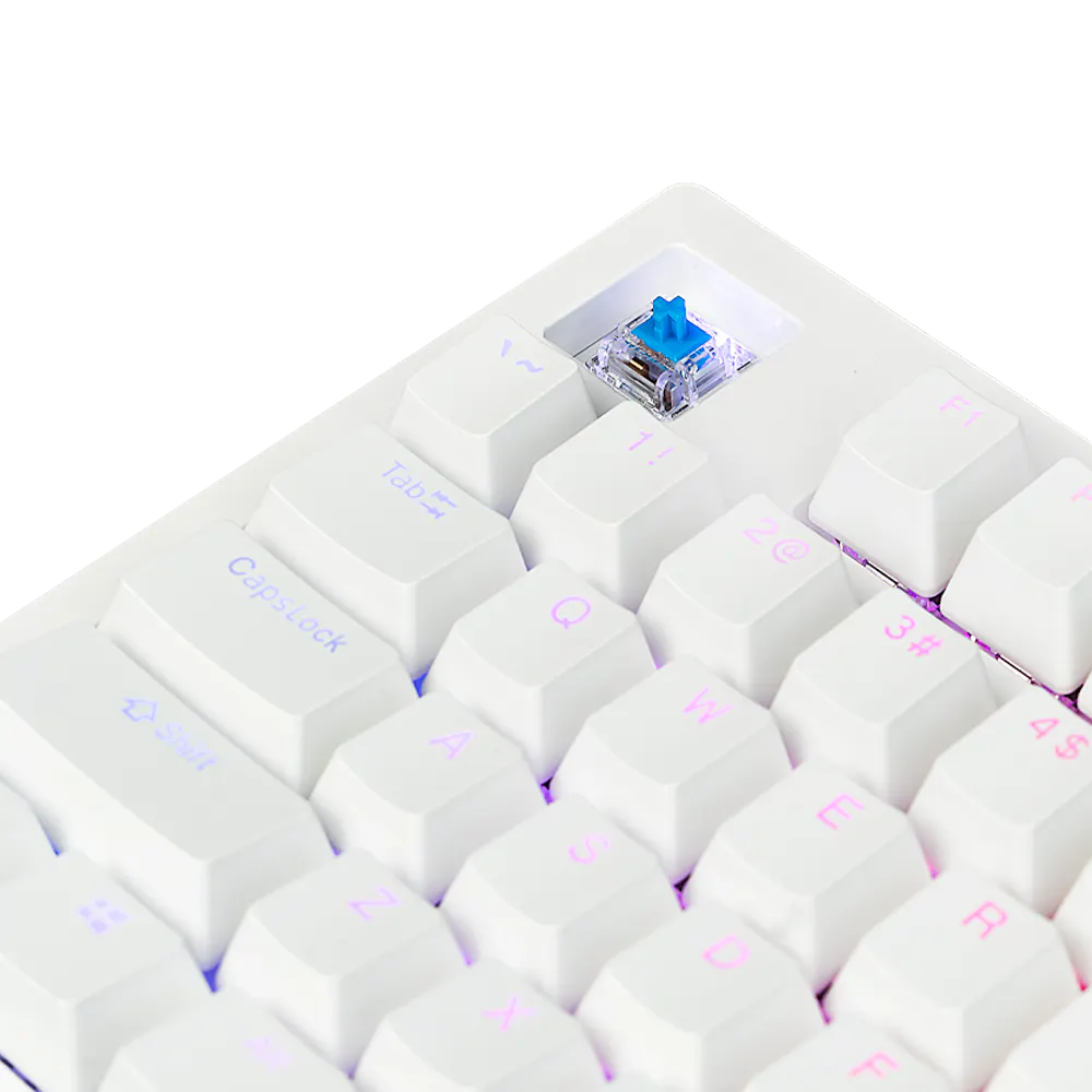 Aftershock Oden V2 TKL 87-Key Wired Mechanical Gaming Keyboard (White) - Compact Design for PC Gamers & Office Work