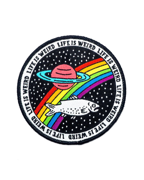 Life Is Weird Embroidered Iron-On Patch - Funny Motivational Badge for Jackets, Backpacks & DIY Crafts - Perfect for Denim, Hats & DIY Projects